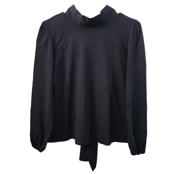 Carolina Herrera CH Back Tie Mock Neck Top M Quiet Luxury Office Designer Chic - Picture 2 of 8